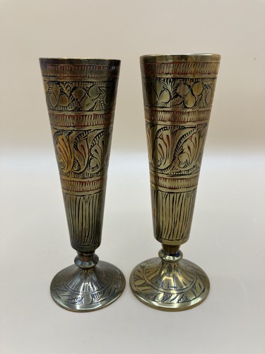 Vintage pair indian brass bud - vintage,