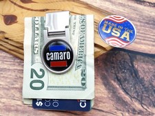 RARE Vtg BLACK CHEVY CAMARO CAR ADJUSTABLE LOCKING MONEY CLIP WALLET Automotive