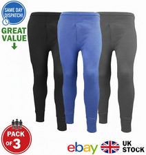 3 Pack Long Johns Bottoms Thermal Underwear Mens Lined Leggings Under Wear Pants
