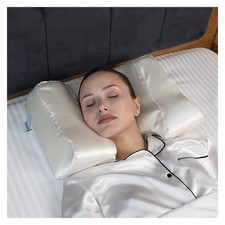 Satin Back Sleeper Pillow with Neck Support, Wrinkle Prevention, Memory Foam ...