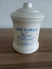 Ceramic Jar with Lid Blue Stilton Cheese London Pottery Long Clawson Empty VGC