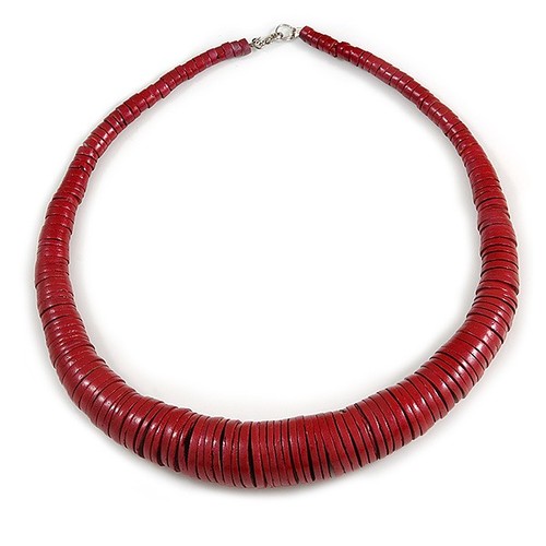 Chunky red wood - chunky, bead