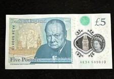 AK 34 £5 Note Genuine Banknote GPP Five Pound Rare Serial Number Uncirculated