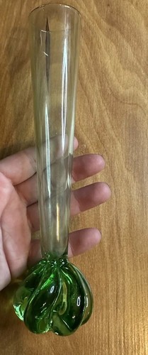 Vintage green clear vase - vintage,