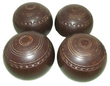 VINTAGE MATCHED SET OF 4 HENSELITE SUPERGRIP SIZE 5 LAWN BOWLS IN GOOD CONDITION
