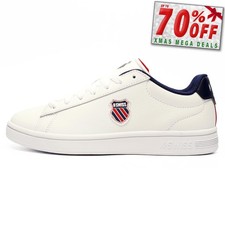 K Swiss Court Shield II Mens Classic Casual Leather Retro Fashion Trainers White