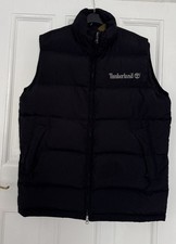 Timberland Men's Puffer Gilet Black Large 80% Duck Down 20% Feather  Two Way Zip