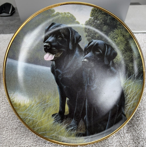 Black labradors plate - black,