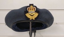 RAF Officers Beret & Badge Royal Air Force, Military, Leather, Silk Small Crown