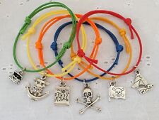 6 PIRATE FRIENDSHIP BRACELETS BOYS GIRLS PARTY BAG FILLER GIFT PIRATE CARIBBEAN 