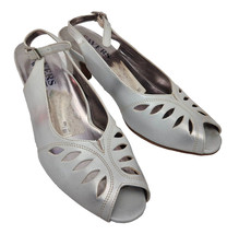 PAVERS Wide Womens Vintage Small White/Silver Buckle Low Heel Shoes EU 36 UK 3