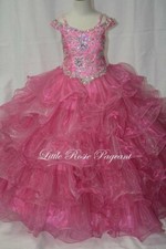 NEW* Little Rosie Girls Glitz Long Pageant Dress LR2002 FlamingoPink Size 8 $550
