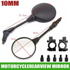 Pair 10mm Round Motorcycle Rear View Rearview Side Mirror W/ Adapter Universal
