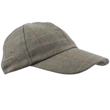 Heritage 1845 Tweed Country Cap Green Olive Check Mens Adjustable Baseball Hat