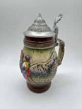 Vintage Authentic German Beer Stein Tankard with Metal Flip Lid Western Germany