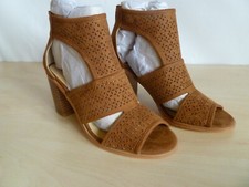 OASIS Stunning Brown Cut Out Peep Toe Block Heels Boots Shoes New UK 3.5 / EU 36