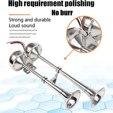 Dual Trumpet Air Horn Electric Super 12V Loud Marine Grade Boat Stainless Steel