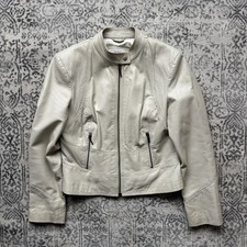 Vintage 00s Y2K Next Genuine Leather Cropped Motorcycle Style Jacket- UK 12