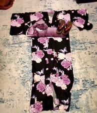 Japanese Yukata, Summer Kimono With Obi Bow And Getas, Excellent Condition