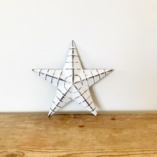 20cm White Washed Rustic Metal Amish Barn Star  Wall Decoration 