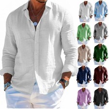 Mens Cotton Linen Beach Shirts