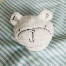Tesco Billy And Sid White Teddy Bear Comforter Soothe Blankie Blue/Green Stripe