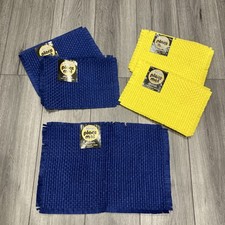 BNWT NEW Retro Vintage Debroyal Placemats Set ~ Yellow & Royal Blue