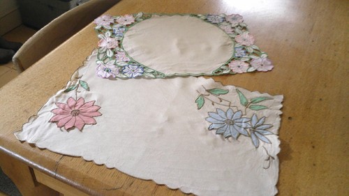 Two vintage hand - vintage, embroidered