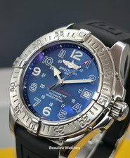 Breitling Superocean Blue 'Shadow' dial Ref: A17360  Box & Papers + New strap