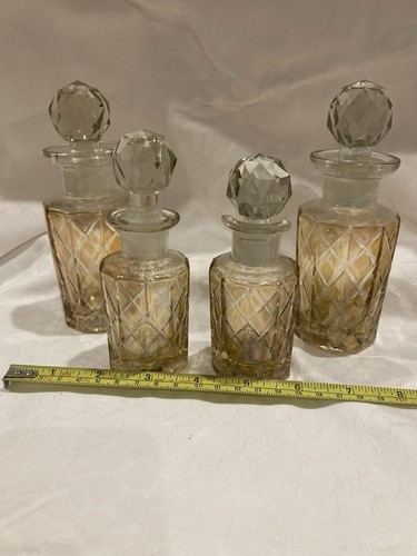 Cut glass perfume bottles - perfume, x4