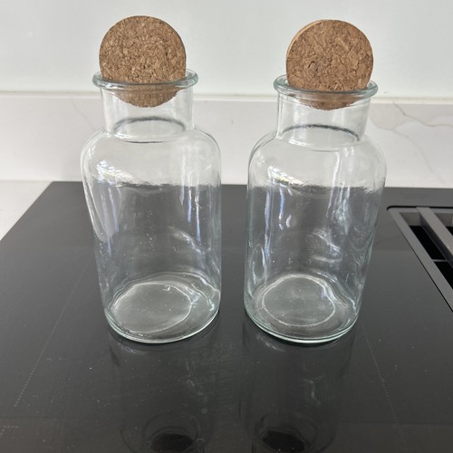Pair moss ball glass jars - pair,