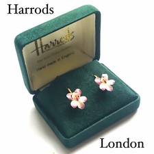 HARRODS VINTAGE CHINESE ORCHID CHINA EARRINGS