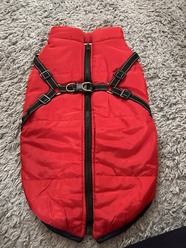 Red fleece lined dog - coat, with