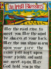Vtg Pictorial *An Irish Blessing * Irish Linen Teatowel By Nelson