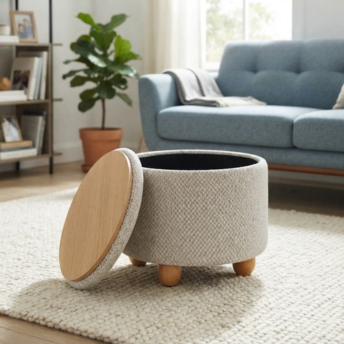 Elegant round storage stool - round,