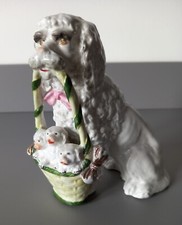 Vintage White Poodle Holding a
