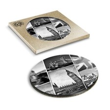 1 x Boxed Round Coasters - BW - London Landmark UK Photo Art #43143