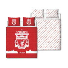 Liverpool FC Double Duvet Cover Set Tone Club Crest Football Reversible Bedding