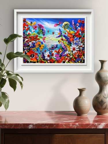 Original acrylic oil flowers - original,