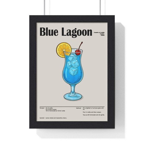 Blue lagoon cocktail poster - lagoon,