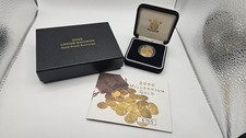 2000 Gold Proof Full Sovereign Queen Elizabeth II Millennium Coin + COA + Box