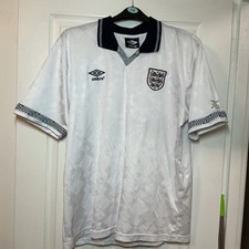 England 1990 Italia 90 Umbro Home Shirt Gascoigne Gazza #19 Re-issue White XL