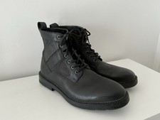 Mens CLARKS SOMERSET Comfort Black Leather Lace Up Boots, UK Size 11G, VGC