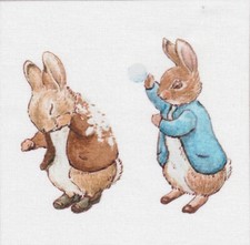 Fabric Picture Panel Christmas Peter Rabbit & Snowball  13 x 13cm Quilting Block