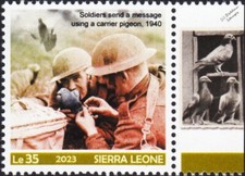 WWII War Pigeon 1940 British Soldiers Carrier Bird Stamp (2023 Sierra Leone)