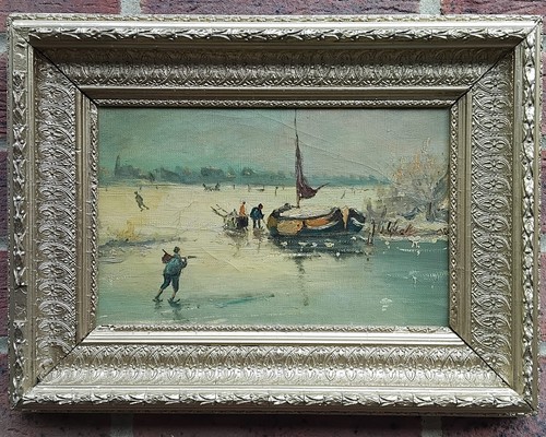 Vintage oil painting - vintage, winter
