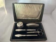 Antique Boxed sterling silver 5 piece Manicure Set 1914 by William Aitkens