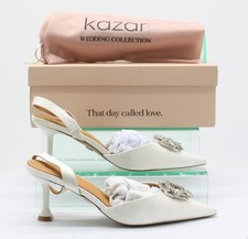 KAZAR WOMENS DRESS HEELS WEDDING SATIN JEWELS UK 5 SIZE EU 38 WHITE RRP £220 AD
