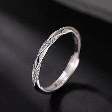 925 Sterling Silver Crystal Fashion Adjustable Ring Women Girls Jewellery Gift