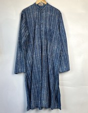 FABINDIA Blue Kurta Midi Indian Kurta Dress Cotton Side Slits 42